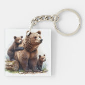 Porte-clés Ours Brown avec deux petits (Dos)