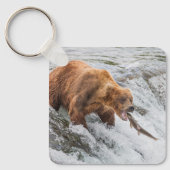 Porte-clés Ours brun attrape saumon rouge (Recto)