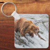 Porte-clés Ours brun attrape saumon rouge (Recto)