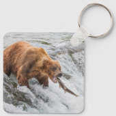 Porte-clés Ours brun attrape saumon rouge (Dos)
