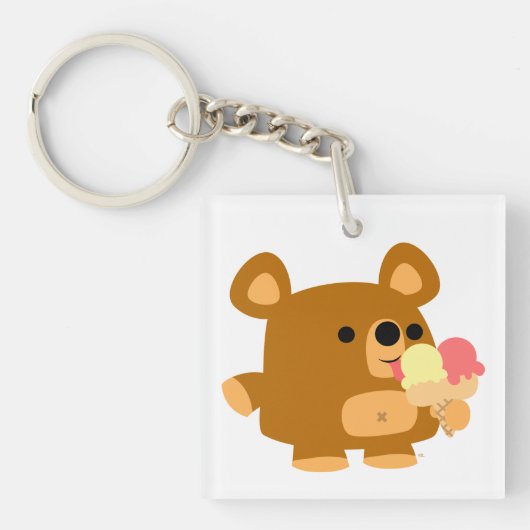 Porte-clés Ours caricature mignon avec Porte - clé acrylique  (Devant)