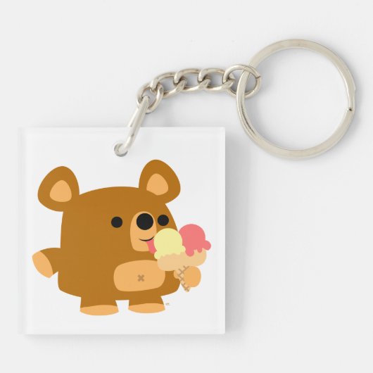 Porte-clés Ours caricature mignon avec Porte - clé acrylique  (Dos)