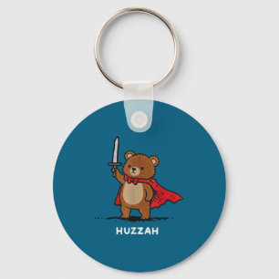 Porte-clés Ours Chevalier Hourra Citation de Mème d'Épée Drôl