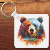 Porte-clés Ours dans une forêt d'automne (Recto)
