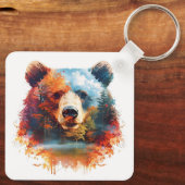 Porte-clés Ours dans une forêt d'automne (Verso)