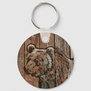 Porte-clés Ours de bois rustique