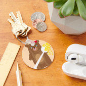 Porte-clés Ours de miel adorable avec cuillère et cabot rouge