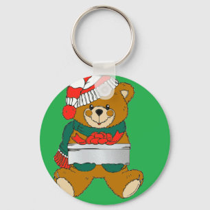 Porte-clés Ours de Noël avec boîte cadeau