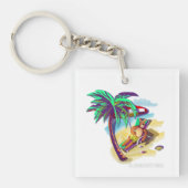 Porte-clés Ours d'été relaxant sur la plage tropicale (Devant)