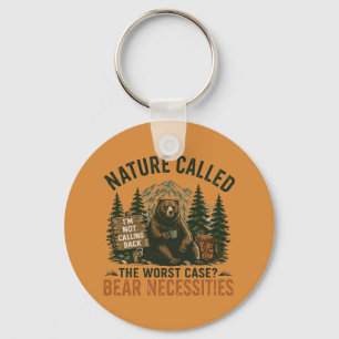 Porte-clés Ours drôle Panneau de camping Nature a appelé