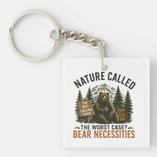 Porte-clés Ours Drôle Panneau de Camping Nature a Téléphoné