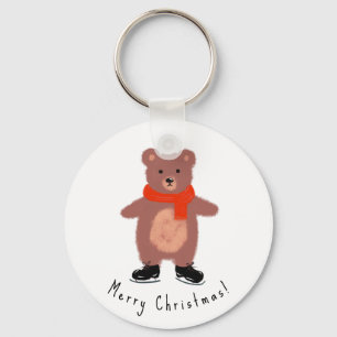 Porte-clés Ours drôle sur les patins d'hiver