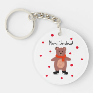 Porte-clés Ours drôle sur les patins d'hiver