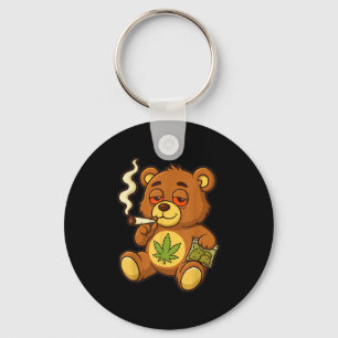 Porte-clés Ours En Jouet Mauvaise Herbe Fumer Ours Avec Feuil
