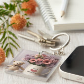 Porte-clés Ours en peluche, Fleurs et Mug de café (Devant Droit)