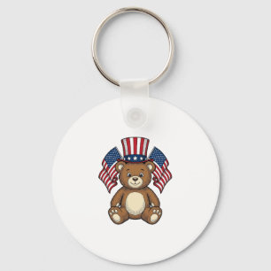 Porte-clés Ours en peluche patriotique vintage vecteur concep