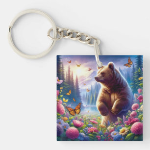 Porte-clés Ours et papillons mignons et colorés