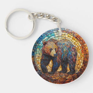 Porte-clés Ours Grizzly dans un design artistique