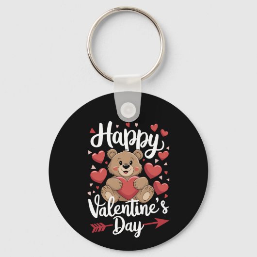 Porte-clés Ours Joyeuse Saint Valentin Cœur Jolies Couples (Recto)