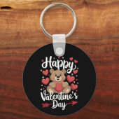 Porte-clés Ours Joyeuse Saint Valentin Cœur Jolies Couples (Recto)