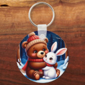 Porte-clés Ours mignon tenant un lapin (Verso)