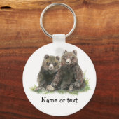 Porte-clés Ours mignons d'aquarelle personnalisés (Recto)