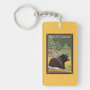 Porte-clés Ours noir dans la forêt - Baker de bâti,