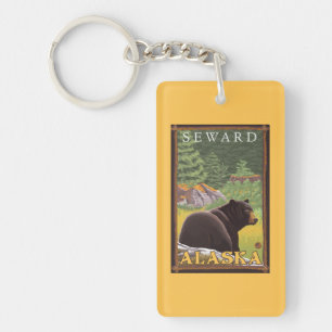 Porte-clés Ours noir dans la forêt - Seward, Alaska