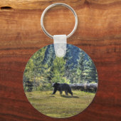 Porte-clés Ours Noir Traversant Un Pâturage De Ranch (Recto)