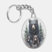 Porte-clés Ours noirs dans la faune rustique de la forêt (Devant gauche)