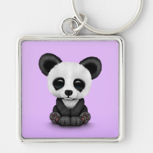 Porte-clés Ours panda CUB mignon de bébé sur le pourpre (Devant)