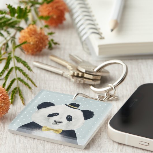 Porte-clés Ours panda d'aquarelle (Devant Droit)