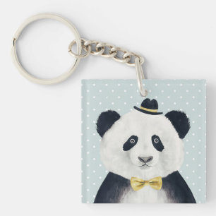 Porte-clés Ours panda d'aquarelle