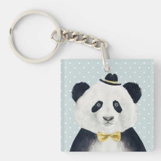 Porte-clés Ours panda d'aquarelle