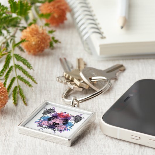 Porte-clés Ours panda géométrique (Côté)