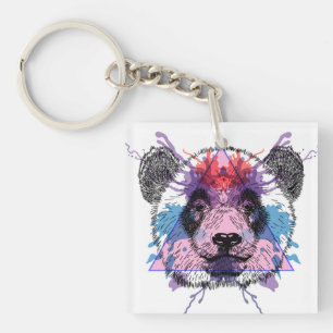 Porte-clés Ours panda géométrique