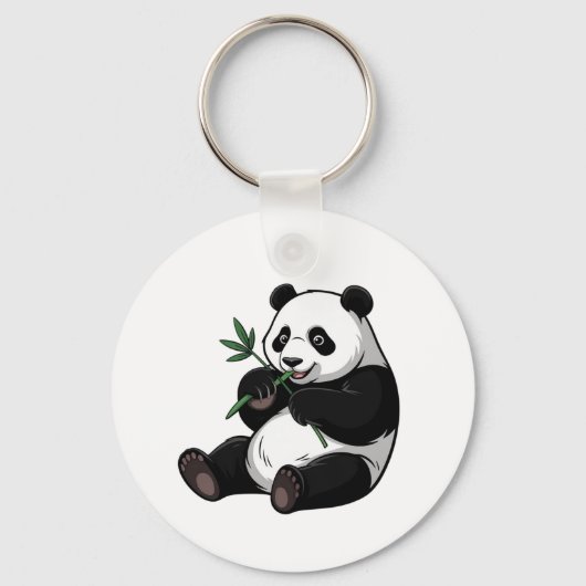Porte-clés Ours Panda Mignon Branchu Avec Bambou (Recto)