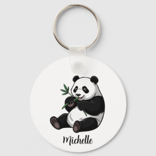 Porte-clés Ours Panda Mignon Personnalisé Avec Bambou de Verd