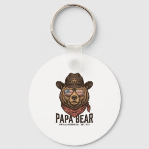 Porte-clés Ours Papa Ours Cowboy Patriotique Vintage Vector D