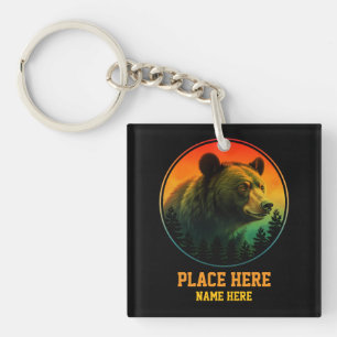 Porte-clés Ours personnalisé animal lieu pays souvenir 