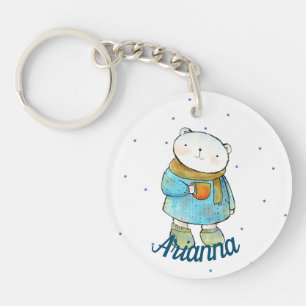Porte-clés Ours polaire aimant le café