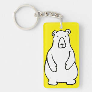Porte-clés Ours Polaire Brun de Bande Dessinée Drôle Jaune