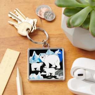 Porte-clés Ours Polaire Et Cubes