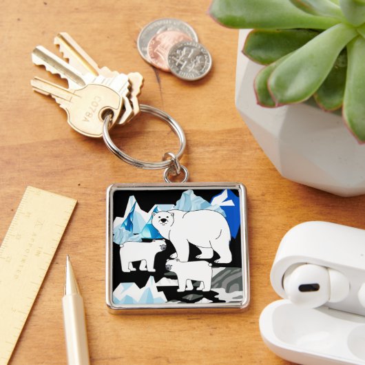 Porte-clés Ours Polaire Et Cubes (Bureau)