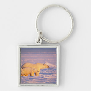 Porte-clés Ours polaire femelle avec des oursons de printemps