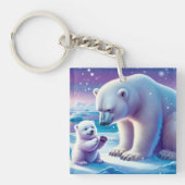 Porte-clés Ours polaire maman avec petit | (Devant)