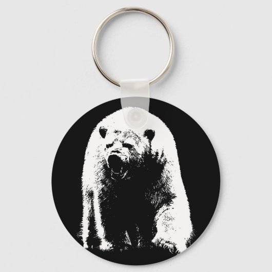 Porte-clés Ours polaire noir et blanc Pop Art (Recto)