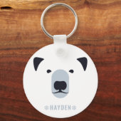 Porte-clés Ours polaire | Nom personnalisé (Recto)