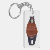 Porte-clés Ours rouge de chandail de renne (Devant gauche)