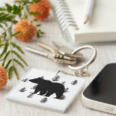 Porte-clés Ours Silhouette Arbres Wilderness Mountain (Devant Droit)